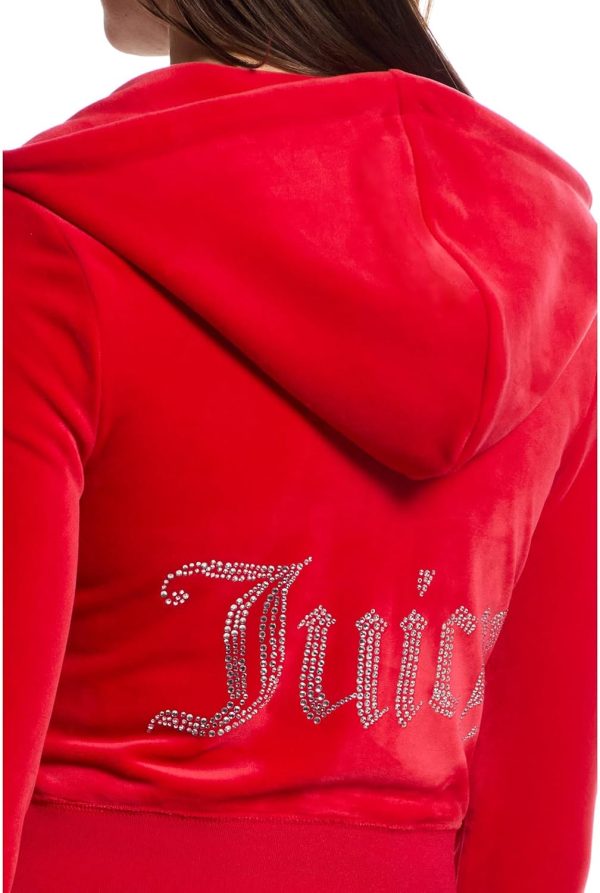 Juicy Couture womens Solid Classic Juicy Hoodie With Back Bling-3