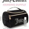 Juicy Couture Black Makeup Bag Cosmetics Organizer Travel Essentials Hanging Duffel Velour Rhinestones-1