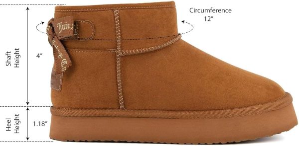 Juicy Couture Women Slip On Winter Boots Warm Microsuede Insulated Fashion Ankle Booties Outdoor Snow Boot-Olden juicy crab