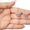 Juicy Couture Logo Heart Stud Earrings for Women with Stone Embellishments, Rhodium or Gold-Tone Heart Earrings, Juicy Gifts-2