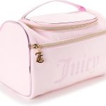 Juicy Couture Pink Makeup Bag Cosmetics Organizer Travel Essentials Hanging Duffel Velour Rhinestones-0