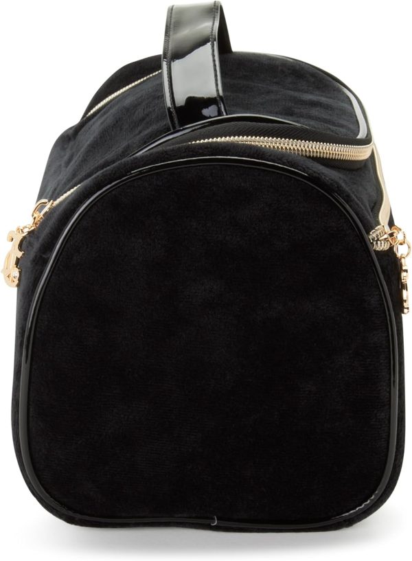 Juicy Couture Black Makeup Bag Cosmetics Organizer Travel Essentials Hanging Duffel Velour Rhinestones-4