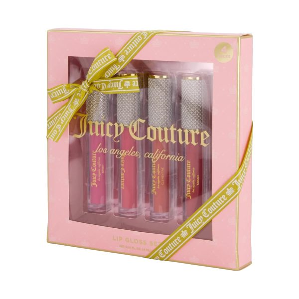 Juicy Couture 4 Pack Luxurious Lip Gloss Set – Berry, Cocoa, Clementine, & Watermelon glossy