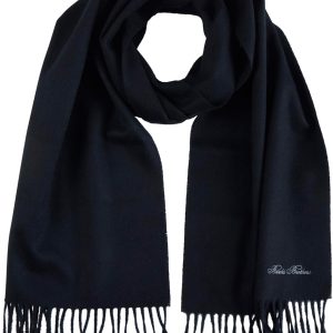Brooks Brothers Wool and Cashmere Woven Solid Scarf with Twisted Fringe - Men's Luxury Winter Scarf, 66-inches x 12-inches wool