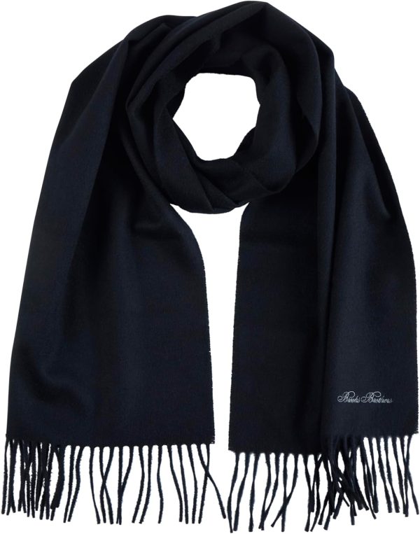 Brooks Brothers Wool and Cashmere Woven Solid Scarf with Twisted Fringe - Men's Luxury Winter Scarf, 66-inches x 12-inches wool