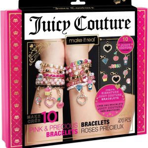 Make It Real - Juicy Couture Pink and Precious Bracelets - DIY Charm Bracelet Kit with Beads for Tween Jewelry Making - Jewelry Making Kit for Girls-0
