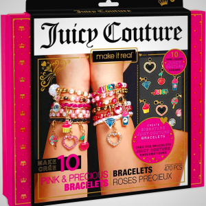 Make It Real - Juicy Couture Pink and Precious Bracelets - DIY Charm Bracelet Kit with Beads for Tween Jewelry Making - Jewelry Making Kit for Girls