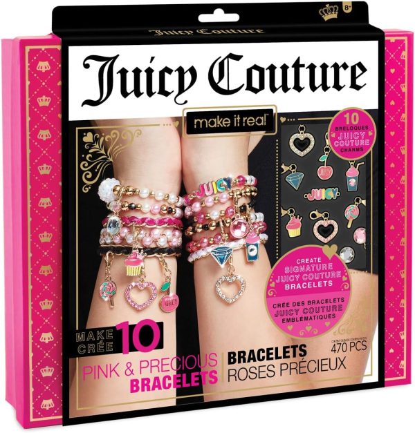 Make It Real - Juicy Couture Pink and Precious Bracelets - DIY Charm Bracelet Kit with Beads for Tween Jewelry Making - Jewelry Making Kit for Girls real madrid