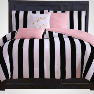 Juicy Couture Cabana Stripe Reversible Queen Bedding Set - 6 Piece