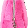 Juicy Couture Hot Pink Makeup Bag Cosmetics Organizer Travel Essentials Zip Top Wedge Velour Heart Crown-4