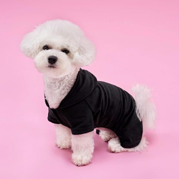 Juicy Couture Hooded Pet Juicy Bling Velour Tracksuit Chest 16 inches for Small Dogs and Cats - Black - XS/S hooded sweatshirt
