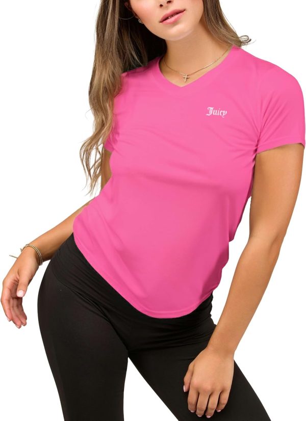 Juicy Couture Women's Short Sleeve V-Neck Athletic T-Shirts – Workout, Fitness, Yoga, Pilates, Gym Activewear (Plus) shortmax