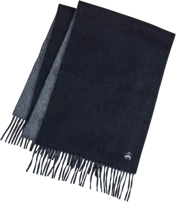 Brooks Brothers Wool and Cashmere Woven Patterned Scarf with Twisted Fringe - Men's Luxury Winter Scarf, 66" x 12" cashmere pants