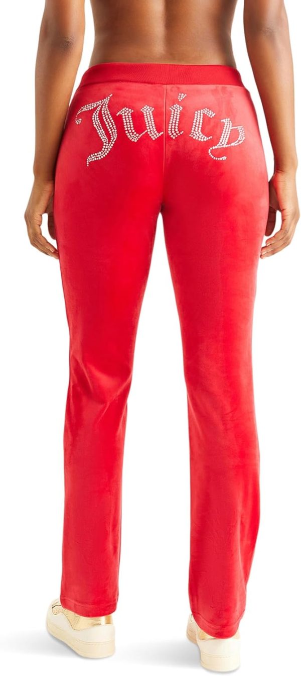 Juicy Couture Womens Rib Waist Velour Pants with Drawcord-2