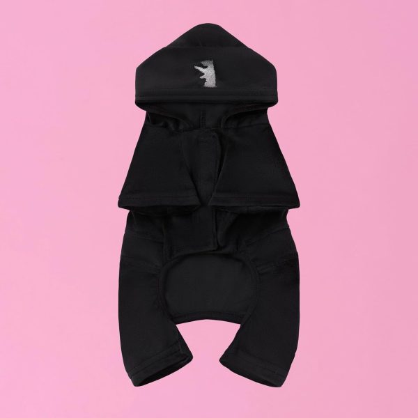 Juicy Couture Hooded Pet Juicy Bling Velour Tracksuit Chest 16 inches for Small Dogs and Cats - Black - XS/S couture font