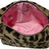 Juicy Couture Brown Makeup Bag Cosmetics Organizer Travel Essentials Zip Top Wedge Leopard Print Faux Fur Rhinestone brownie