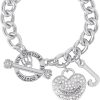 Juicy Couture Bracelet 7-7.5", Goldtone Heart Charm and Toggle Bracelets for Women, Juicy Jewelry couture pop ups