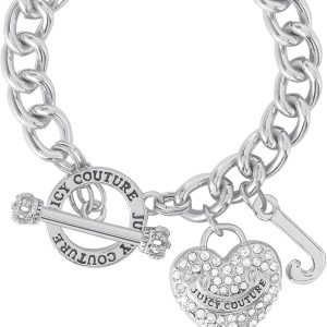 Juicy Couture Bracelet 7-7.5", Goldtone Heart Charm and Toggle Bracelets for Women, Juicy Jewelry couture pop ups