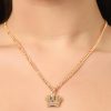 Juicy Couture Necklace and Crown Stud Earrings for Women with Pink Crystals, Gold Tone Jewelry Set crown lexus