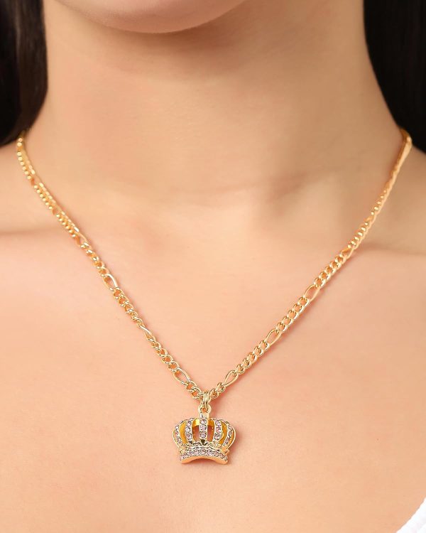 Juicy Couture Necklace and Crown Stud Earrings for Women with Pink Crystals, Gold Tone Jewelry Set crown lexus