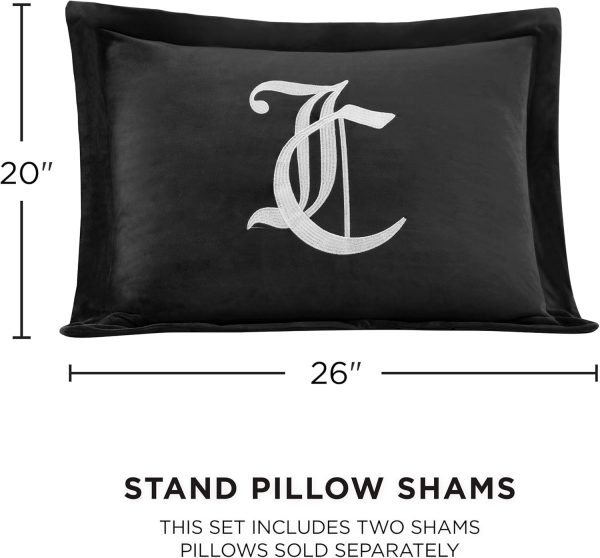 Juicy Couture - Comforter Set - Gothic Design Bedding - Full/Queen - 3 Piece Set Includes (1) 90" x 92" Comforter and (2) 20" x 26" Shams - Wrinkle Resistant - Premium Bedroom Decor - Black-3