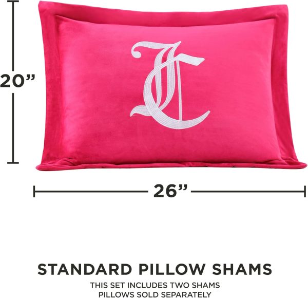 Juicy Couture - Comforter Set - Gothic Design Bedding - Queen - 3 Piece Set Includes (1) 90" x 92" Comforter and (2) 20" x 26" Shams - Wrinkle Resistant - Premium Bedroom Decor - Hot Pink comforter size