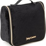 Juicy Couture Pink Makeup Bag Cosmetics Organizer Travel Essentials Hanging Hook Velour Logo pink