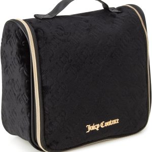 Juicy Couture Pink Makeup Bag Cosmetics Organizer Travel Essentials Hanging Hook Velour Logo pink
