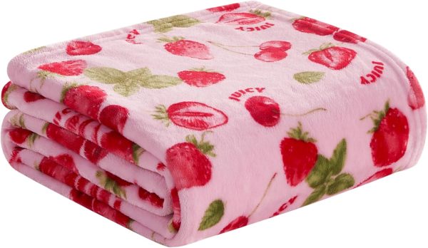 Juicy Couture Berry Happy 50" x 70" Plush Throw Blanket, Pink - Decorative Blankets for Sofas, Throws for Chairs, and Beds-4