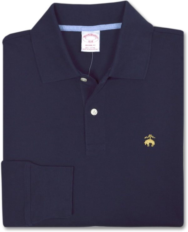 Brooks Brothers Mens Original Fit All Mesh Cotton Long Sleeve Polo Shirt, original sprout