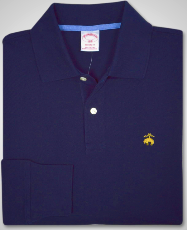 Brooks Brothers Mens Original Fit All Mesh Cotton Long Sleeve Polo Shirt,