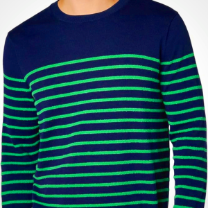 Brooks Brothers Mens Nautical Stripe Terry Crew Neck Sweater