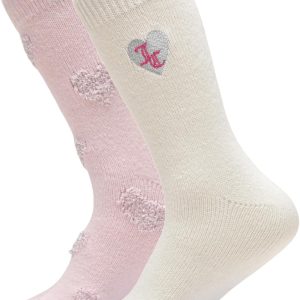 2 PACK JUICY COUTOURE TEXTURE LOGO SS RIB BOOT SOCK SOCKS ribbed softstreme