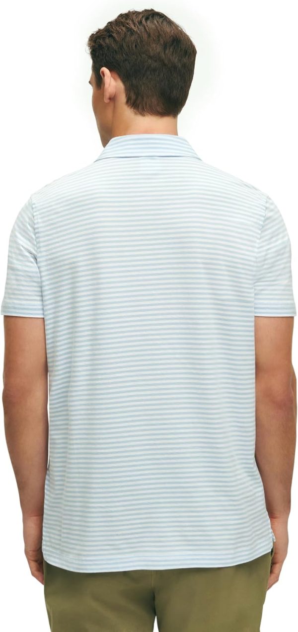 Brooks Brothers Mens Cotton Jersey Feeder Stripe Short Sleeve Polo cotton balls