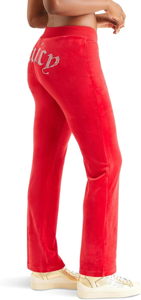 Juicy Couture Womens Rib Waist Velour Pants with Drawcord-1