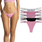 Juicy Couture Women's Strappy Stretch Logo Thong Underwear Set, 5-Pack-0