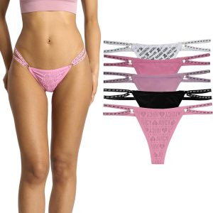 Juicy Couture Women's Strappy Stretch Logo Thong Underwear Set, 5-Pack strappy plants
