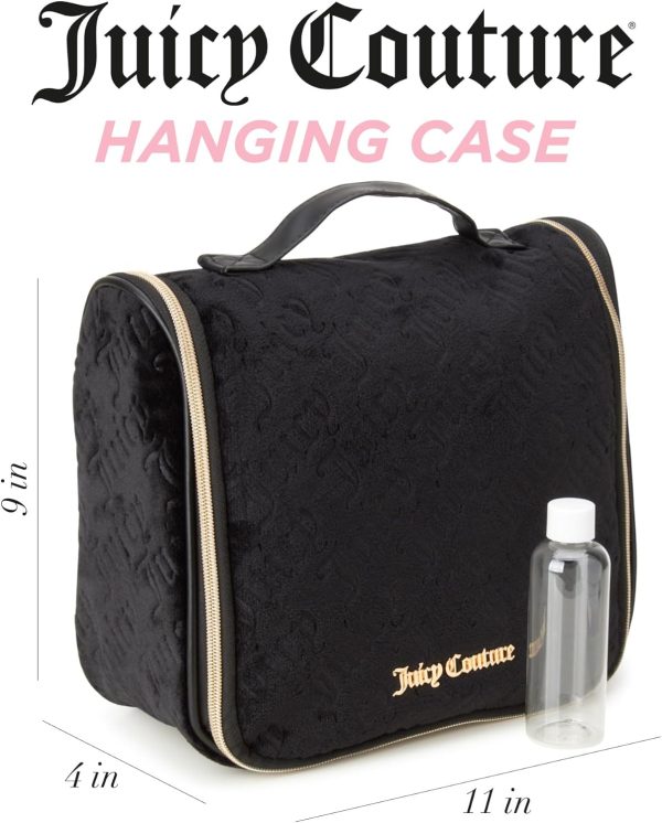 Juicy Couture Pink Makeup Bag Cosmetics Organizer Travel Essentials Hanging Hook Velour Logo juicy crab