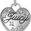 Juicy Couture Puffy Heart Necklace for Women 18"+2", Fashion Constellation Heart Necklace with Clear Stones and Logo-0