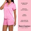 Juicy Couture Women's 2 Piece Satin Notch Collar Button Down Shirt and Pajama Shorts Lounge and Sleepwear Set sam s club