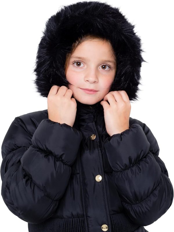 Juicy Couture Girls Coat, Faux Fur Hooded Winter Jacket, Warm Padded Parka Hoodie, Kids Heavyweight Winter Coat faux pas
