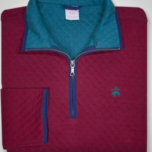 Brooks Brothers mens Knit Diamond Quilted Half-zip Long Sleeve Sweatshirt
