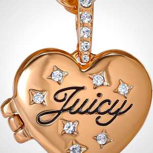 Juicy Couture Logo Heart Necklaces for Women 16-28"+2", Gold-Tone Heart Pendant Necklace, Juicy Gifts