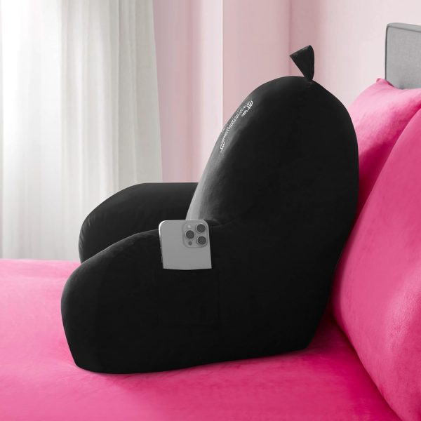 Juicy Couture Velour Backrest Pillow with Rhinestone Juicy Logo - 30"x17", Hot Pink Supportive Bed Rest Pillow for Reading, Gaming, or Relaxing couture meaning