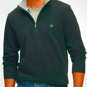 Brooks Brothers mens Ribbed French Terry Half-zip Long Sleeve Sweatshirt