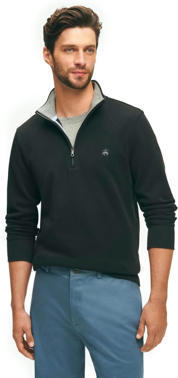 Brooks Brothers mens Ribbed French Terry Half-zip Long Sleeve Sweatshirt ribbed softstreme flared pant