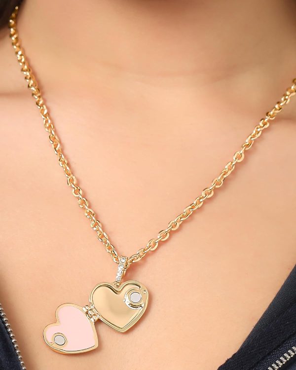 Juicy Couture Logo Heart Necklaces for Women 16-28"+2", Gold-Tone Heart Pendant Necklace, Juicy Gifts-3