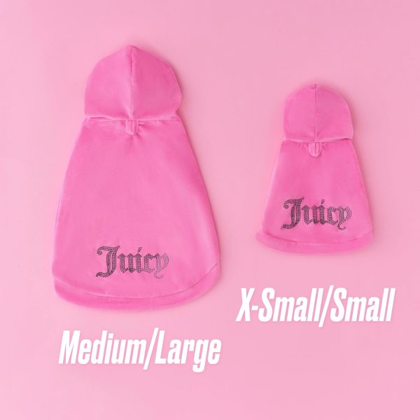 Juicy Couture Bling Velour Pet Hoodie - Hot Pink - XS/S (2-7 lbs.) - Pet Hoodies for Small Dogs or Cats-4