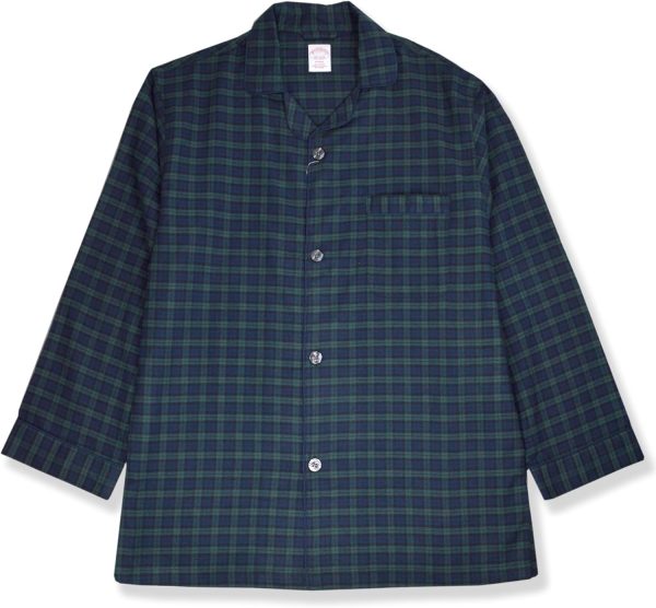 Brooks Brothers Mens Flannel Cotton Two Piece Pajama Shirt and Pants Lounge Set Tartan Plaid Mix,-2