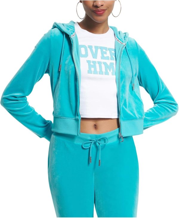 Juicy Couture womens Solid Classic Juicy Hoodie With Back Bling juicy seafood